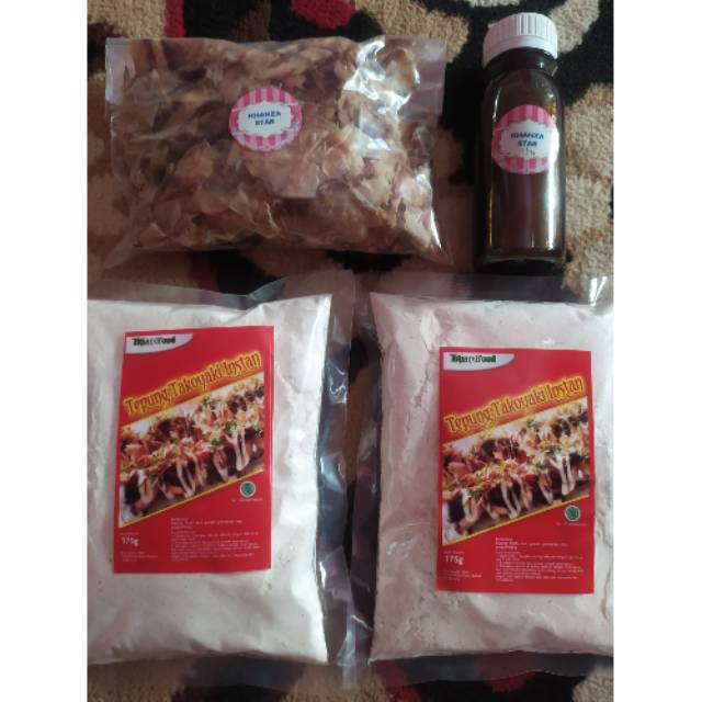 

Paket Hemat Bahan Takoyaki Halal tepung premix takoyaki katsuobushi saus okonomiyaki