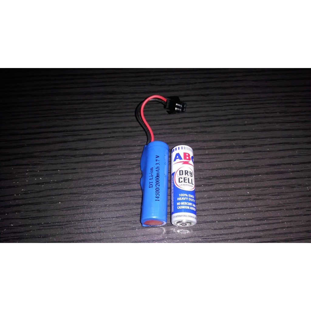 Baterai Batre RC Mobil Remot 3.7V 3,7V 2000mAh Socket Hitam 2pin 14500