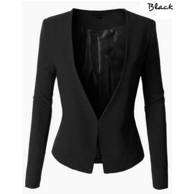 Jual Blazer Wanita Savana Black Jas Hitam Cewek Karir Kantor Wisuda