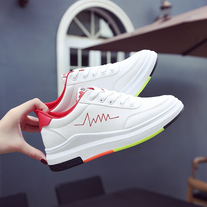 Sepatu Olahraga Putih Import Wanita Sneakers Cewek bertapak rainbow Sepatu Tali Perempuan SP-057