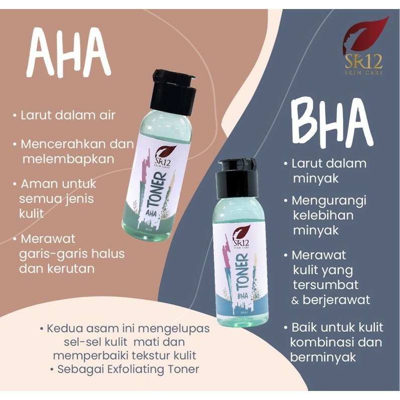 TONER AHA SR12 / EKSFOLIASI EKSFOLIATER FLEK HITAM / MENGANGKAT SEL KULIT MATI PADA WAJAH