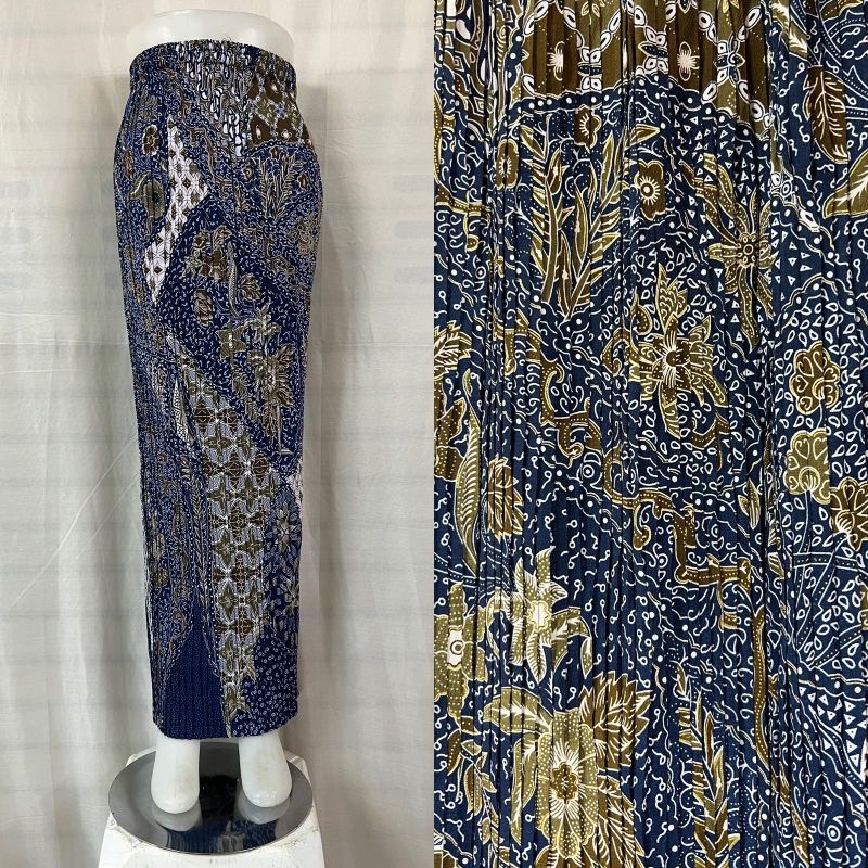 REAL PICT ROK PLISKET BATIK / ROK PLISKET / BAWAHAN KEBAYA / ROK KEBAYA / ROK WISUDA / MOTIF SR NAVY