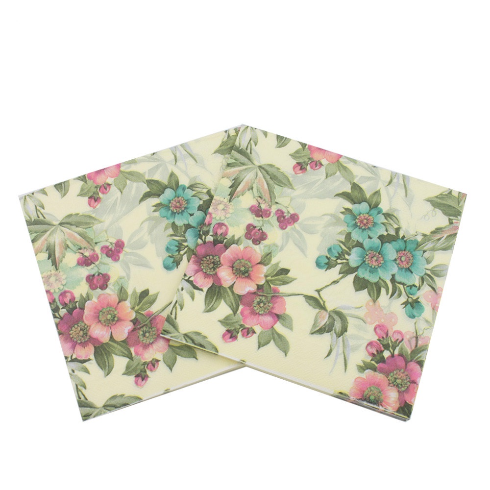 20Pcs/set Flower Paper Napkin Festive &amp; Party Tissue Napkin Supply