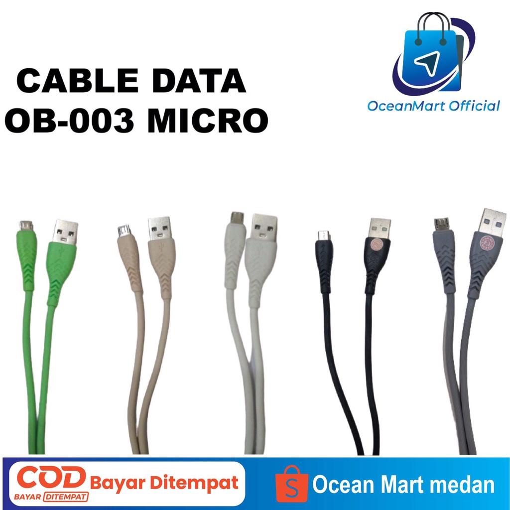 Kabel Data Charger Ocean Blue OB-001 Cable Micro Toples ANDROID iOS OCEANMART OCEAN MART Aksesoris Handphone HP Murah Grosir