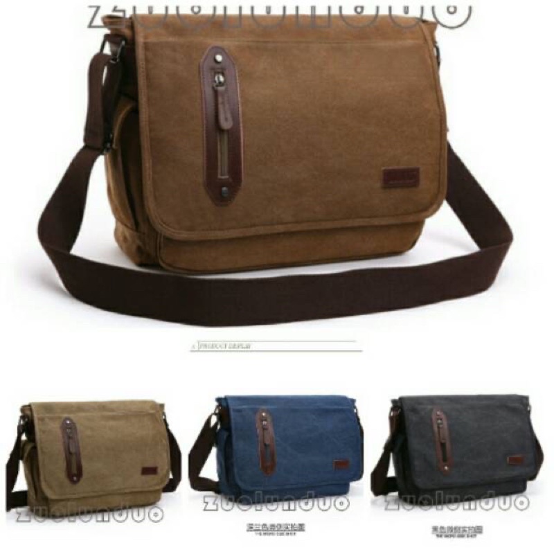 Tas kanvas mugu import 8802 - selempang - tas laptop original