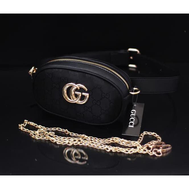 178Q Tas Wanita Tas Batam Import Gucci Belt Nagita Mini Canvas Ib - Emas 7Rfd