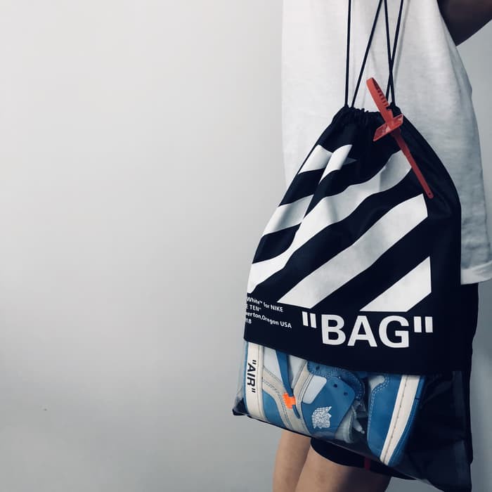 Jaketpolos JaketHoodiePria JaketSweaterPria jaketpriamurah RD3LS8 "OFF WHITE Custom Drawstring Bag