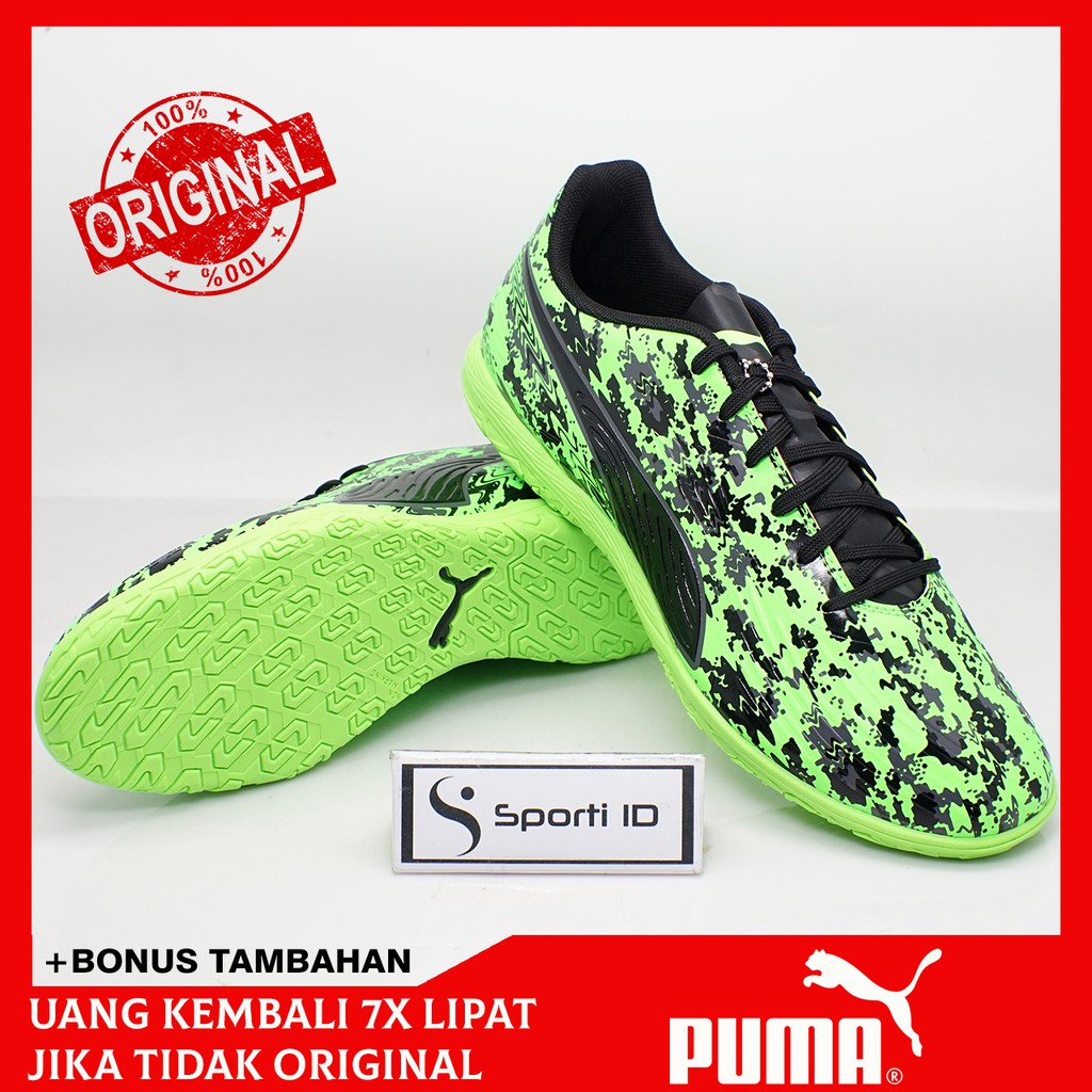 Sepatu Futsal Puma One 19.4 IT Black Green 105496-04 Original
