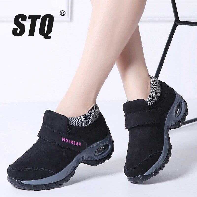 sepatu STQ 2019 Winter women snow boots for women shoes warm platform black ankle boots female