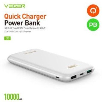 Powerbank VEGER ULTIMATE Q10 QUALCOMM QUICK CHARGE 3.0 10000mah 100% real Fast Charge