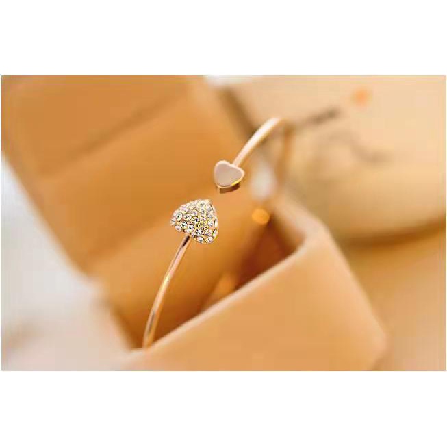 Korean version full diamond heart-shaped love opening gold-plated braceletSZ-001