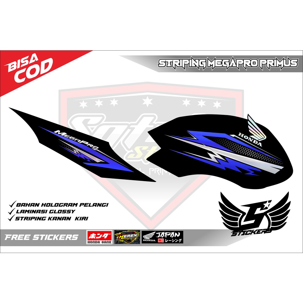 Striping Variasi Megapro Sticker Variasi Hologram Megapro Primus