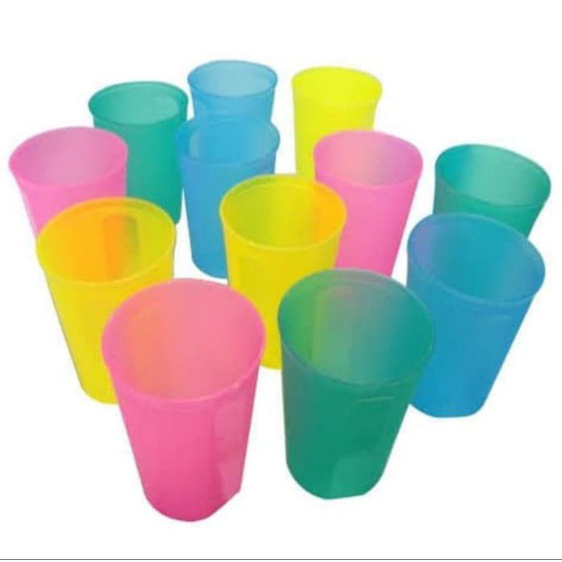 Gelas Plastik Warna Warni Transparant isi 12pcs