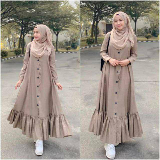 Peoni maxi dress wanita ukuran S.M .L. XL gamis Haura dress