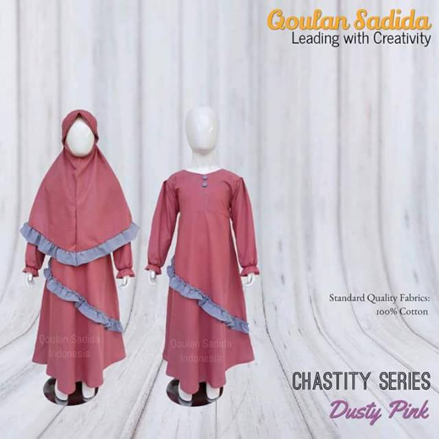 QOULAN SADIDA | Gamis anak Chastithy Dusty Pink