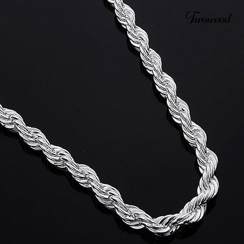 Kalung Rantai Twist Bahan Sterling Silver 925 Untuk Pria Dan Wanita