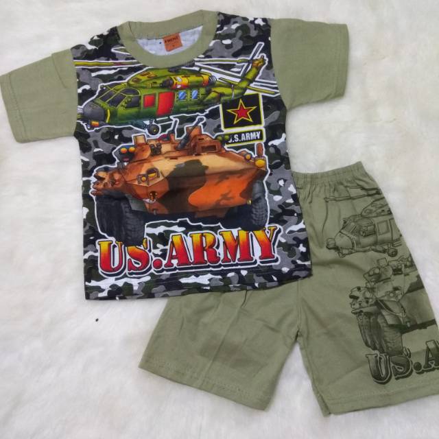Baju Stelan Anak Laki 2-6thn Motif Army 1