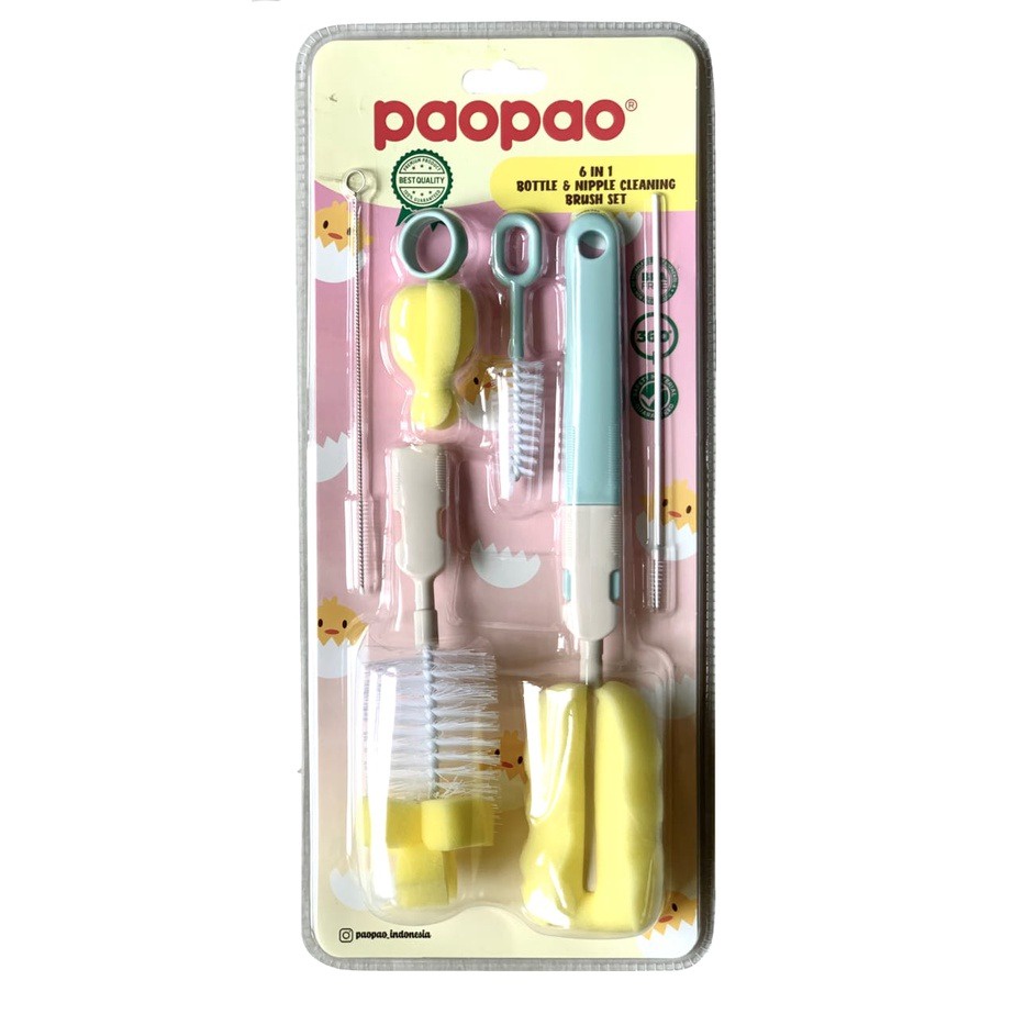 Paopao 6in1 Bottle &amp; Nipple Cleaning Set - Pembersih Botol