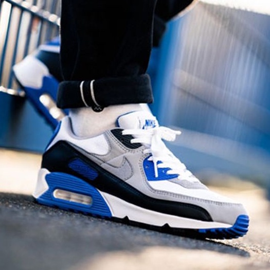 Sepatu Nike Air Max 90 Airmax Recraft Royal Grey Black Blue Abu Putih Hitam Biru Premium