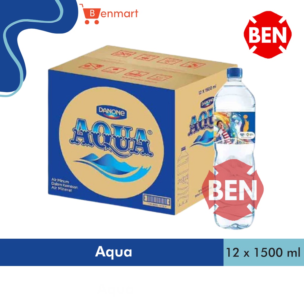 

Aqua 1500ml 1500 ml 1 Dus 1,5L 1,5 L Air Mineral Kemasan Murah Besar