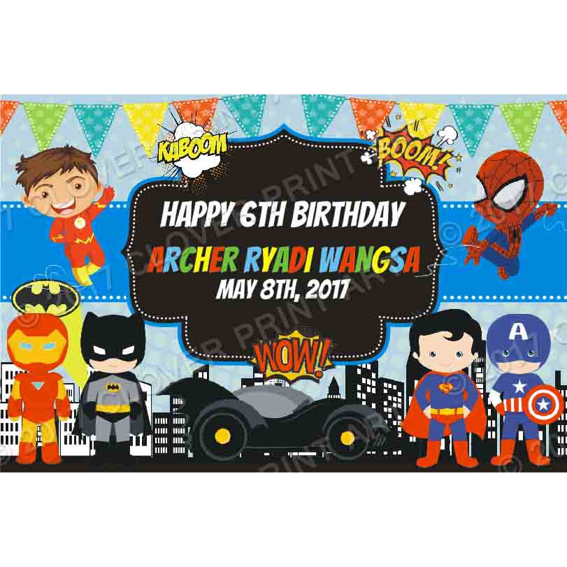 Banner Ulang Tahun Superhero: Hãy cùng đón ngày sinh nhật đặc biệt của con bạn với banner Ulang Tahun Superhero mang đầy sức mạnh siêu anh hùng. Sự kết hợp hài hoà giữa màu sắc và hình ảnh sẽ làm cho bữa tiệc sinh nhật của con bạn trở nên thú vị và đáng nhớ hơn bao giờ hết. 