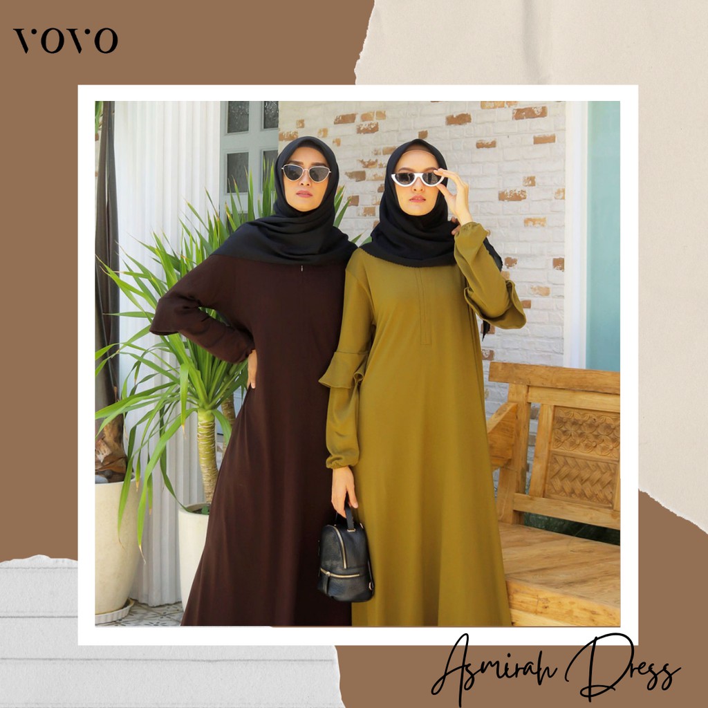 GAMIS ASMIRAH VOVO - Dress Kaos Remaja Wanita Casual Busui Modern Sporty Hijab Syari Kekinian Polos