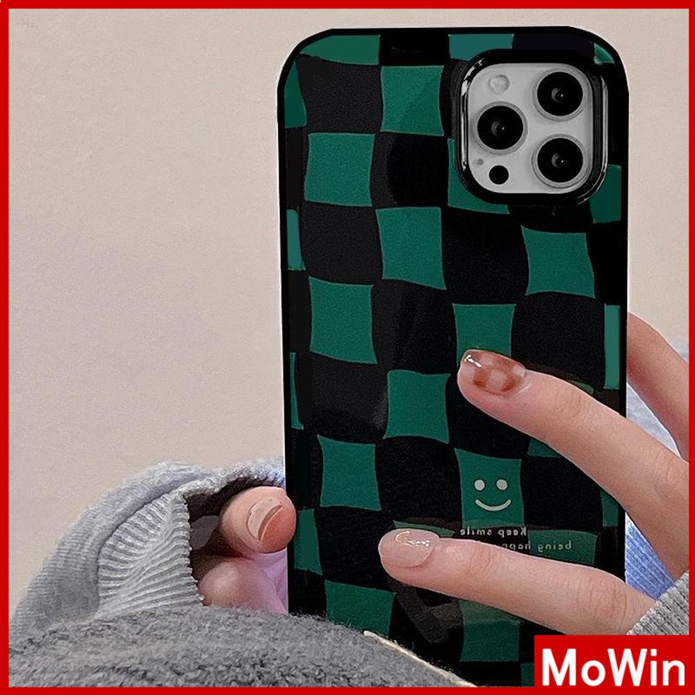 iPhone Case Silicone Soft Case TPU Candy Case Black Glossy Big Hole Camera Protection Shockproof Green Checkered For iPhone 13 Pro Max iPhone 12 Pro Max iPhone 11 Pro Max 7 Plus