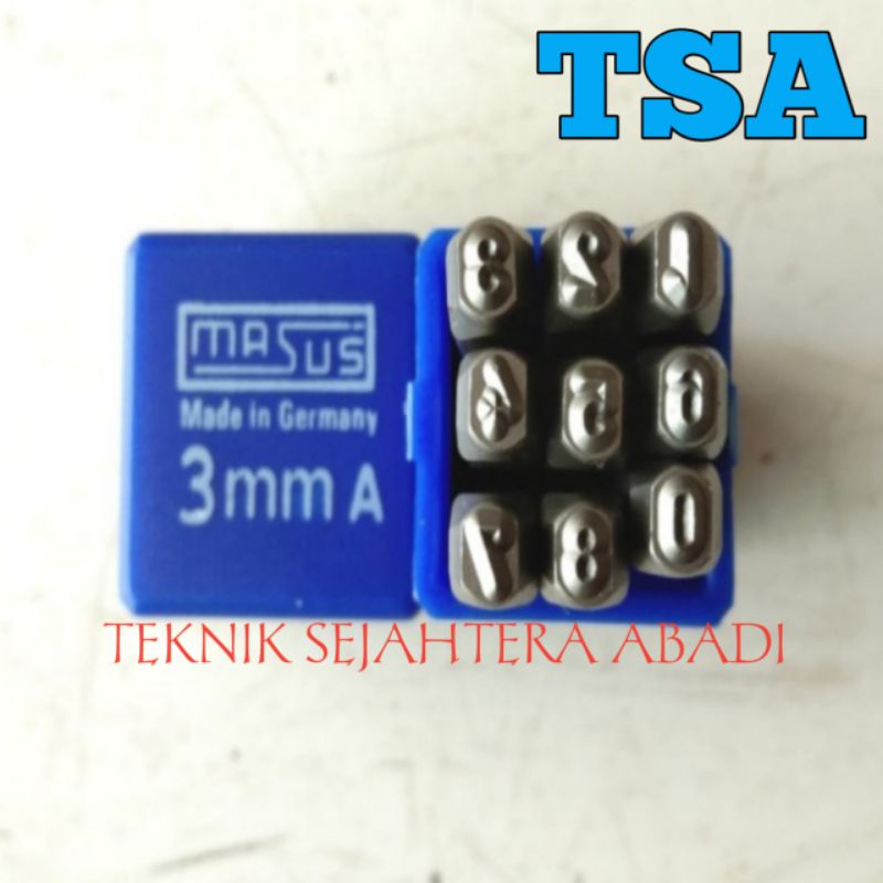 

angka ketok 3 mm MASUS GERMANY original stamp punch set 0 - 9 size 3 mm