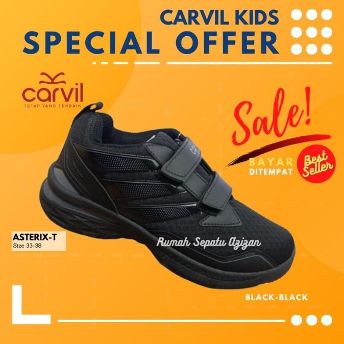 LAKI ASTERIX-T ANAK LAKI ORIGINAL CARVIL HITAM SD SEKOLAH SEPATU SMP VDFF34154E