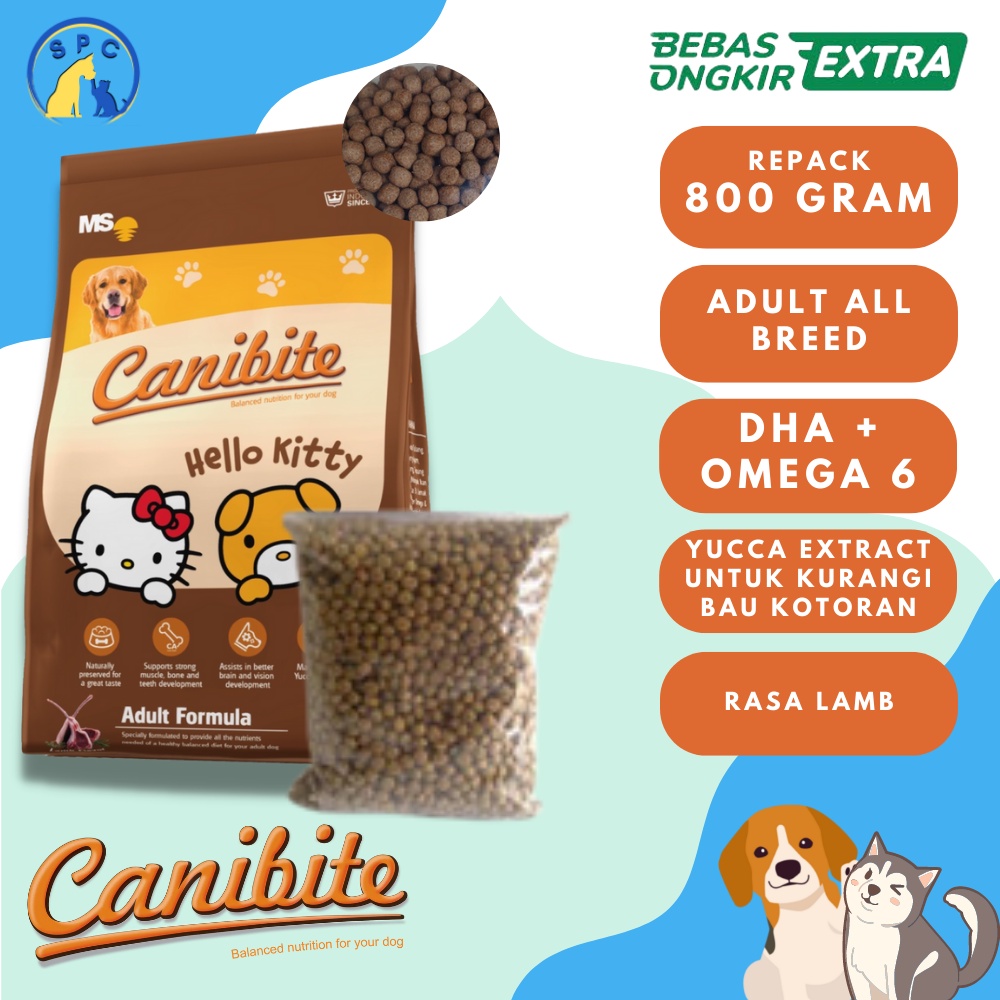 CANIBITE Adult Repack 800 Gram Dog Food Makanan Anjing Murah