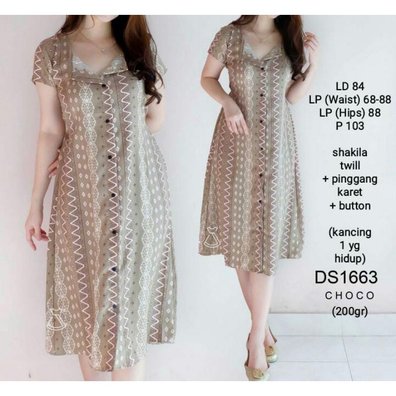 DS1663 DRESS CASUAL SHAKILA TWILL IMPORT PREMIUM MURAH BUSUI FRIENDLY GROSIR REALPIC