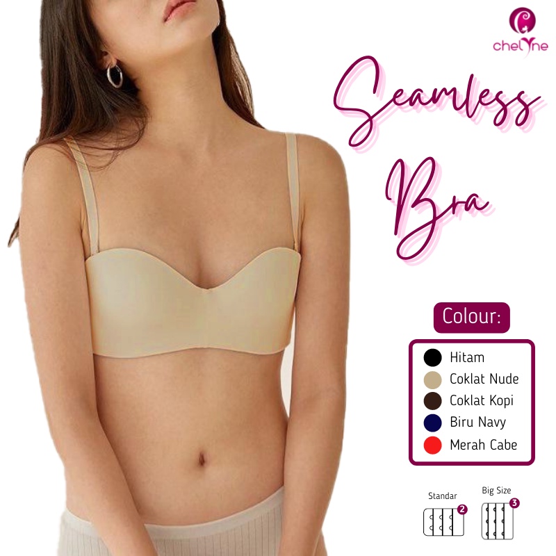 BH Chelyne Seamless Lycra V123 Standar Size / V761 Big Size - Premium Half Cup Bra Polos