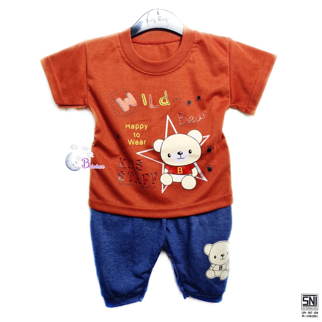 BOBOBAM BAJU BAYI LAKI LAKI SETELAN ANAK COWO LUCU STELAN COWOK 6 12 BULAN KEREN TRENDY KEKINIAN BEAR