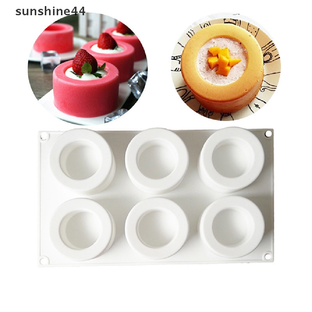 Sunshine Cetakan Puding / Kue / Mousse / Dessert 6 Sekat Bahan Silikon