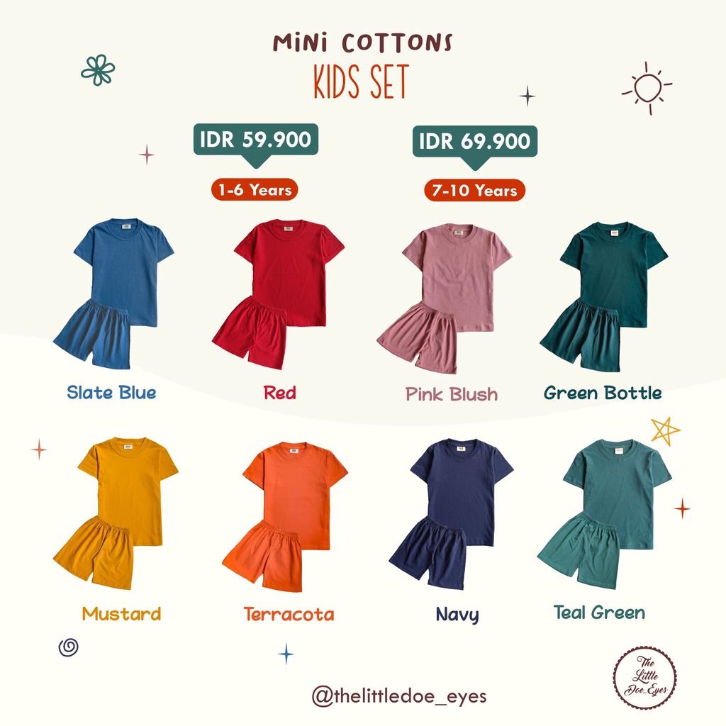 MINI COTTONS Kids Set Setelan Kaos Polos Anak