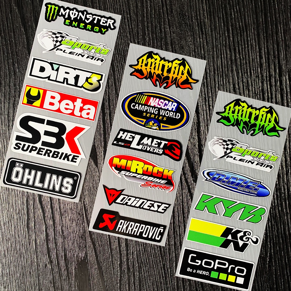 46pcs Stiker Reflektif SBK Beta KYB Gopro OHLINS Sponsor Series Untuk Motor (Buy 3 get 1)