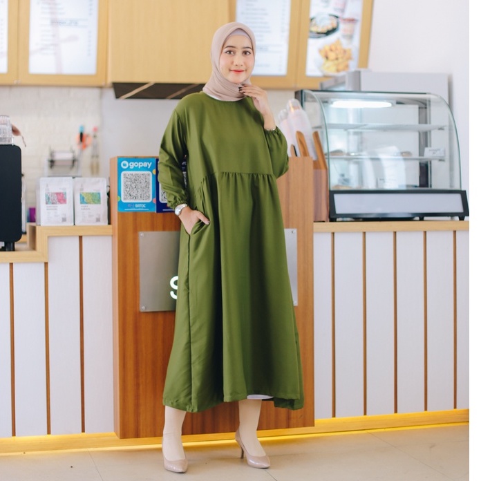 (DBY) TUNIK LUCIU MIDI DRESS DAILY DRESS MOSCREPE