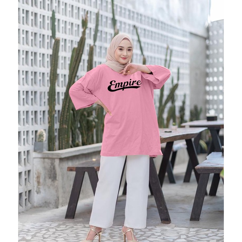 KAOS OVERSIZE TOP HIJAB WANITA BASIC EMPIRE / OVERSIZE SLIT BLOUSE