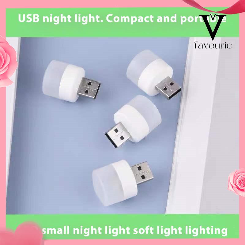 [COD]USB Plug Lamp Komputer Ponsel Lampu Pengisian Daya LED Pelindung Mata Lampu Baca Lampu Malam Bulat Kecil-FA