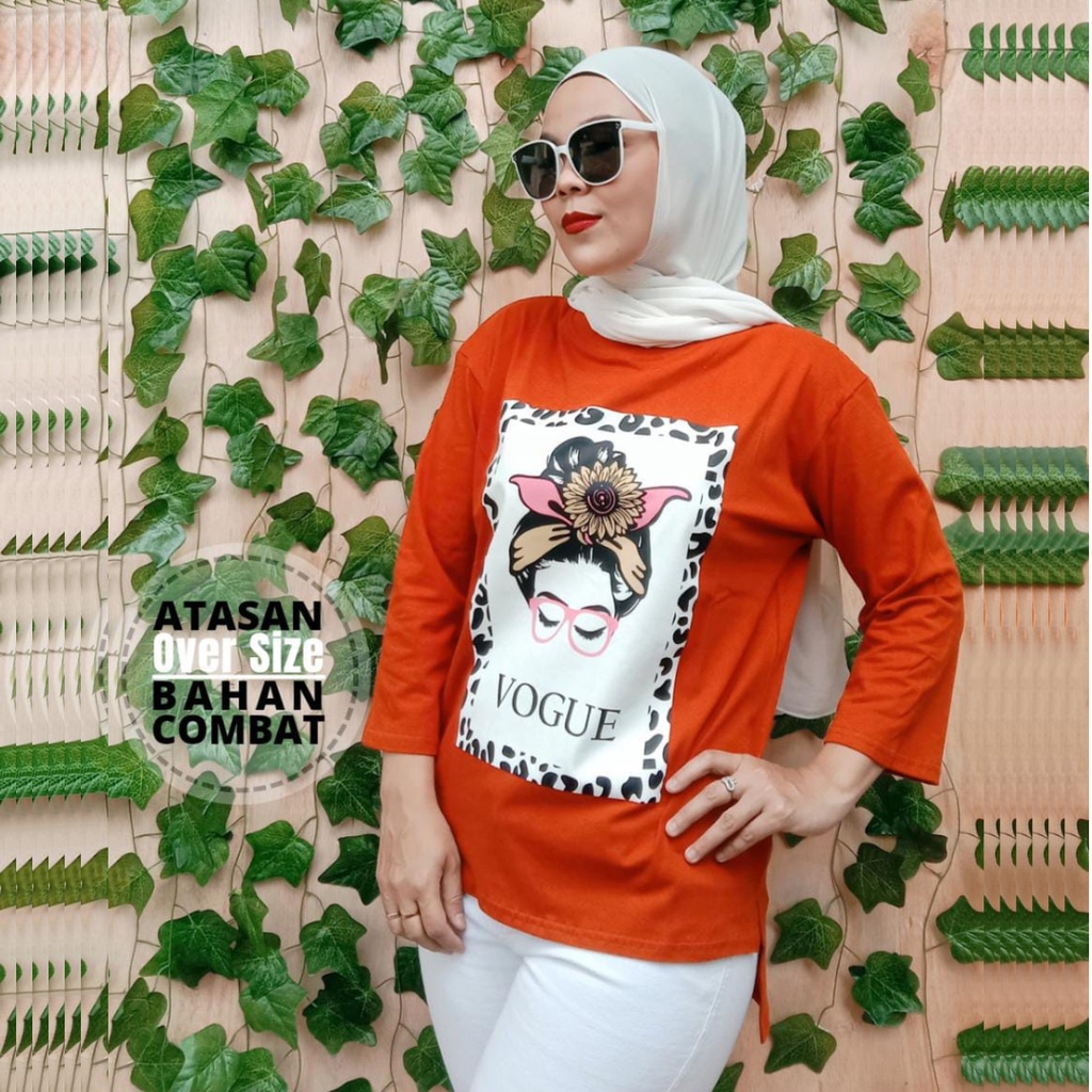 Kaos VOGUE SUNFLOWER Oversize Wanita/Oversize Pinguin Style/Oversize Cotton Combad/Oversize Wanita terbaru