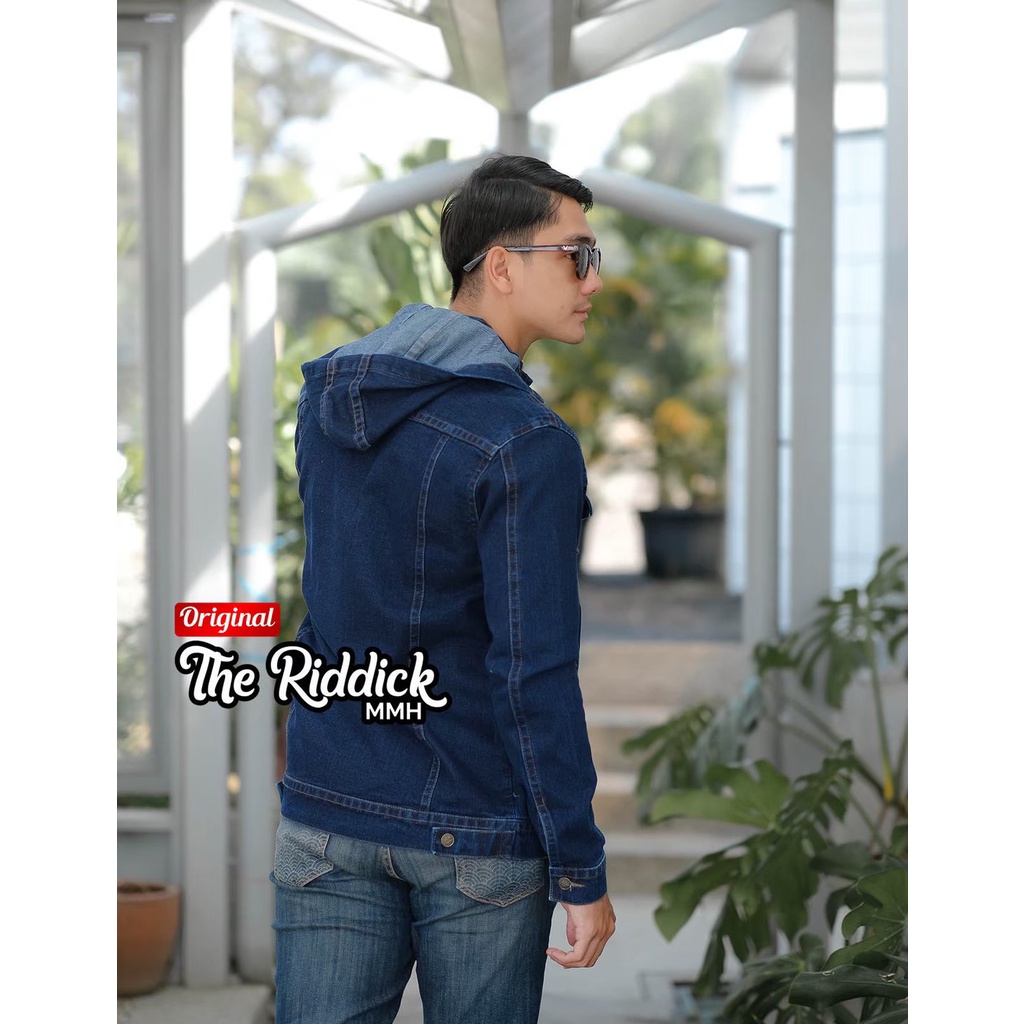 Jaket jeans sandwosh hoodie - jaket denim pria topi - jaket jeans - jaket denim hitam hoodie