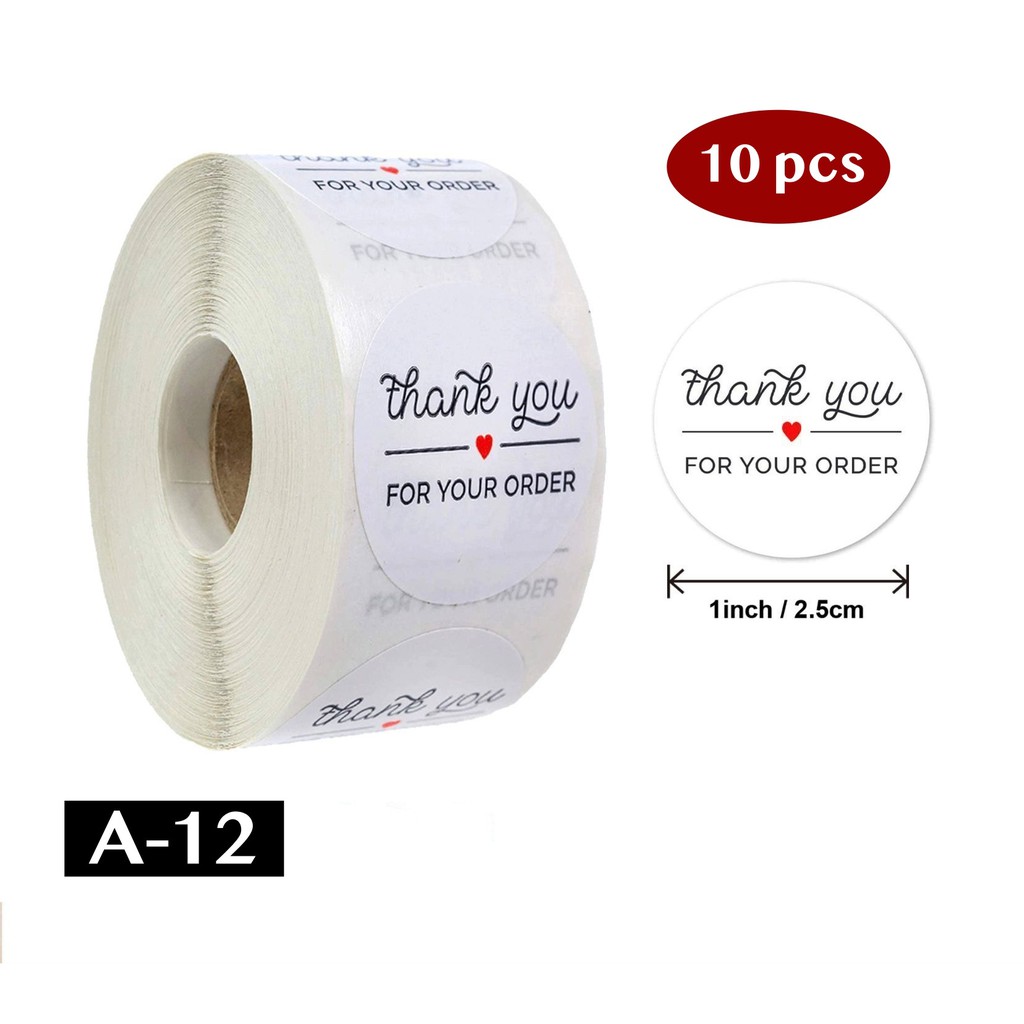 AliMaMa - STIKER THANK YOU 10 PCS - Sticker Terima Kasih Segel Olshop Online Shop Packaging Packing Souvenir Suvenir Import Murah Medan-A-12