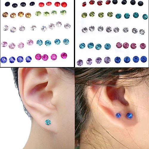 Anting Tusuk Wanita Berlian Imitasi Simple Ukuran 5mm 1 Set Isi 20 Pas