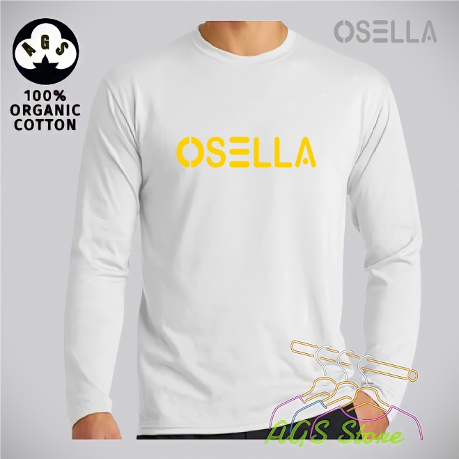 T-shirt Kaos Distro Lengan Panjang Pria & Wanita Premium Osella Text Yellow Premium Kaos Pria Dewasa