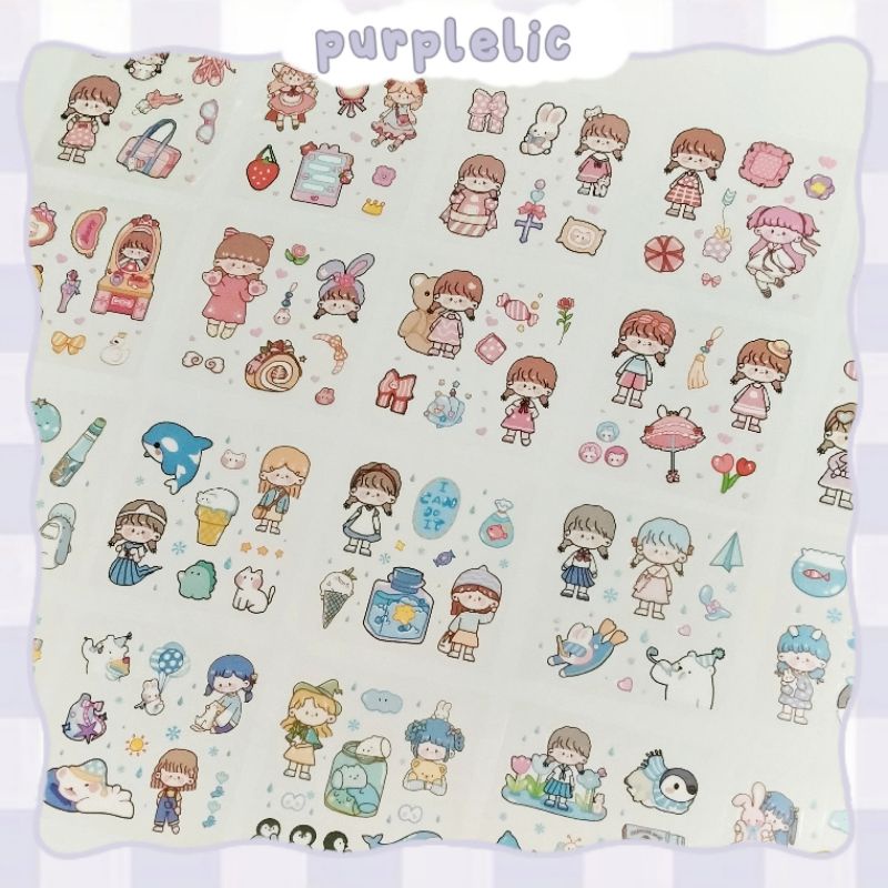 

[PURPLELIC] - DECO STICKER stiker scrapbook journal planner cute aesthetic transparan 1 lembar