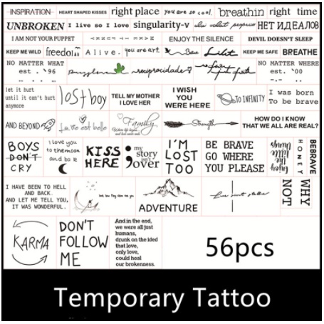 pcs english &quot;QUOTES&quot; words tatto aesthetic temporary tato badan