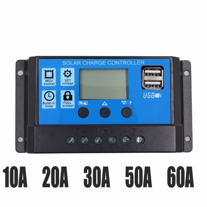 Solar Charge Controller PWM Panel Tenaga Surya 10A-60A / 12V - 24V