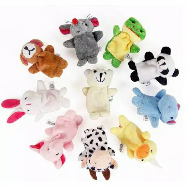 Mainan Anak Boneka Jari Tangan Binatang Set 10pc/10 pcs Model Random Hewan Lucu