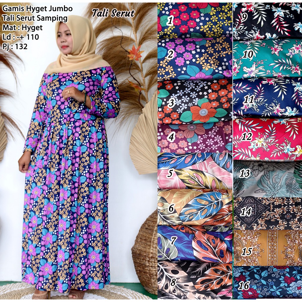 Gamis Hyget Jumbo,Tali Serut Samping Non Busui Terlaris!!! | Shopee