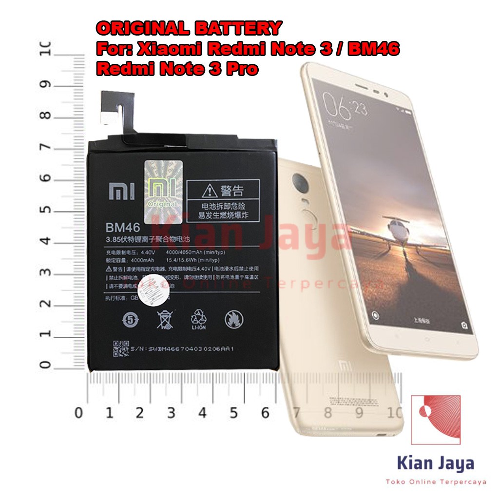 [Garansi 100% Ori] Baterai Xiaomi Redmi Note 3 / Xiaomi Redmi Note 3 BM46 Batre Battery Hp Xiao Mi BM 46 Original